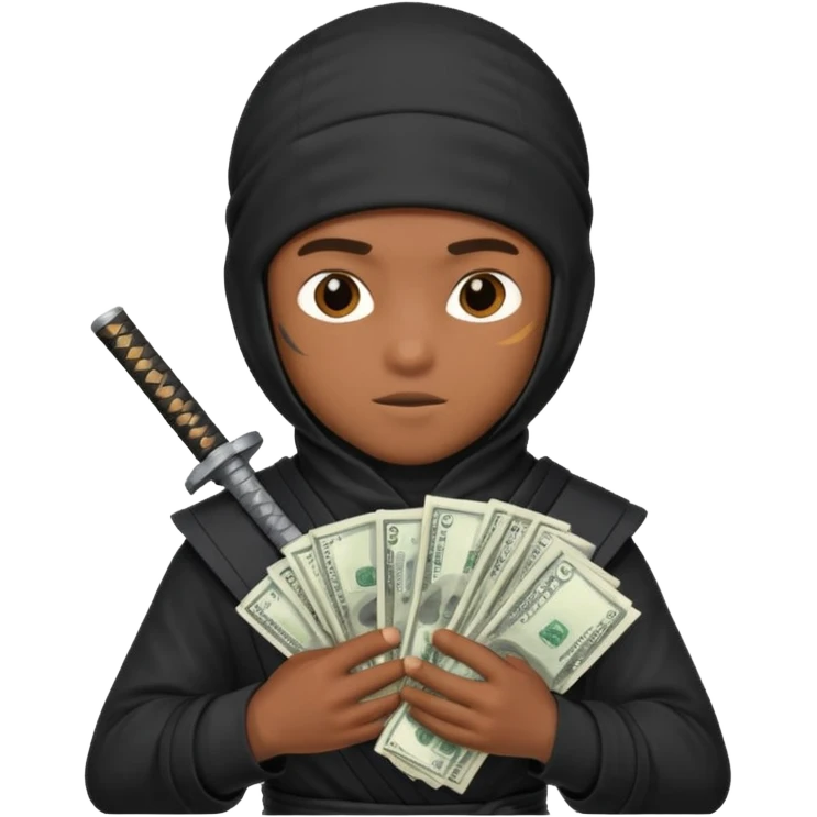 Niño ninja con dinero emoji