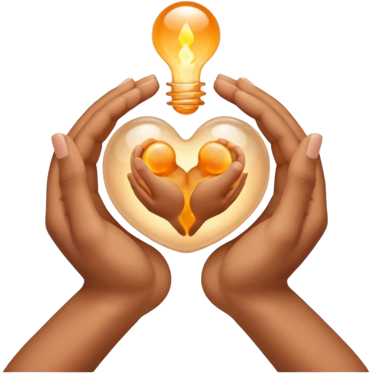 two hands gently holding an embryo symbol emoji