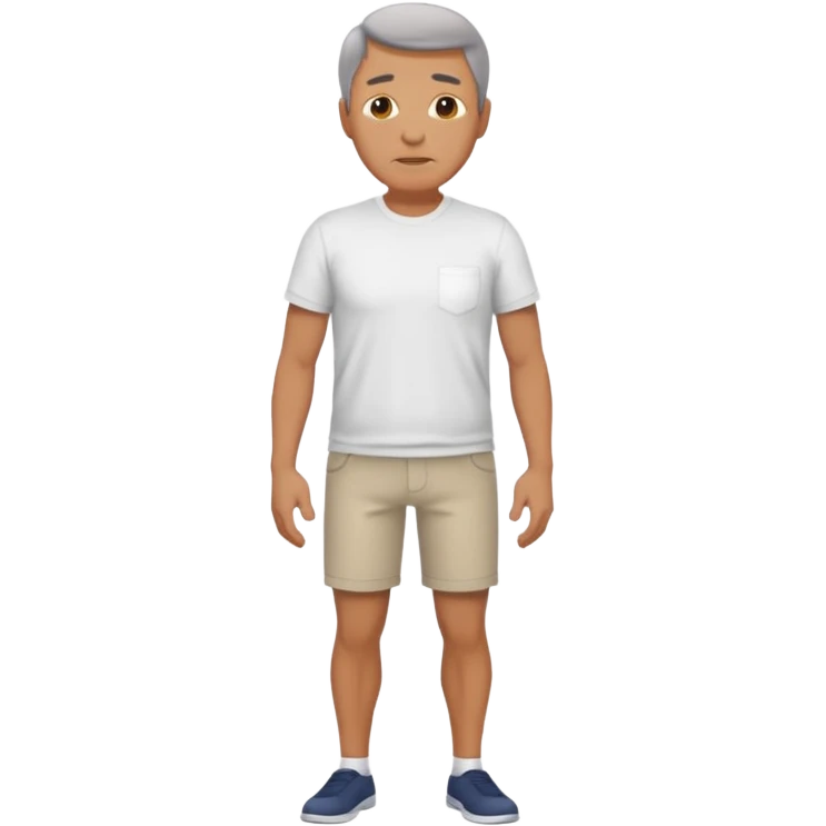 Clothed mature man staning, facing viewer, grabbing his crotch emoji