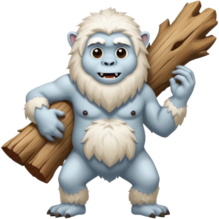 yeti, carrying a big wood emoji