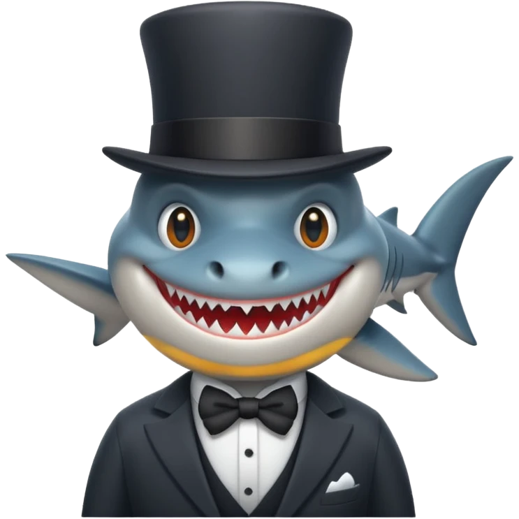 Shark with a top hat emoji