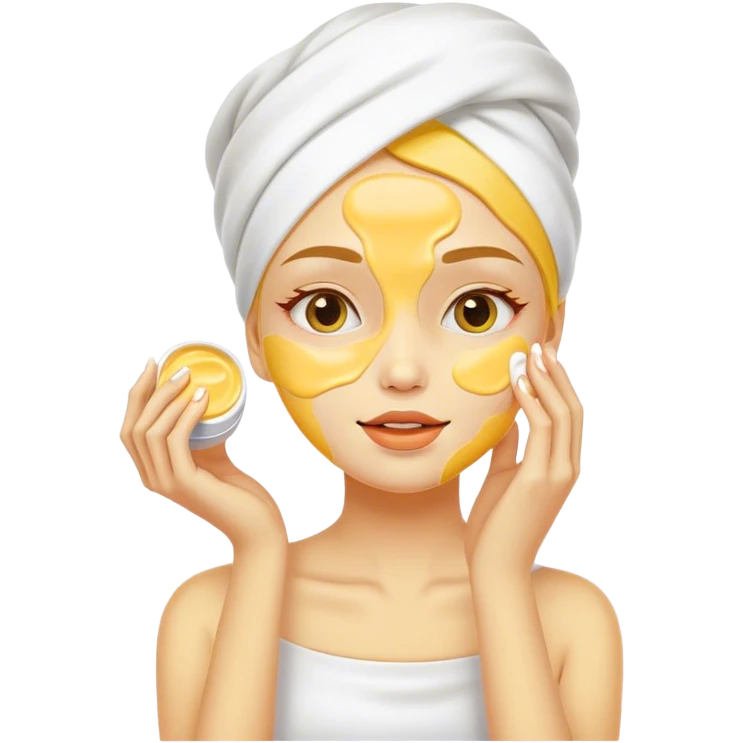 yellow girl applying cream on face emoji