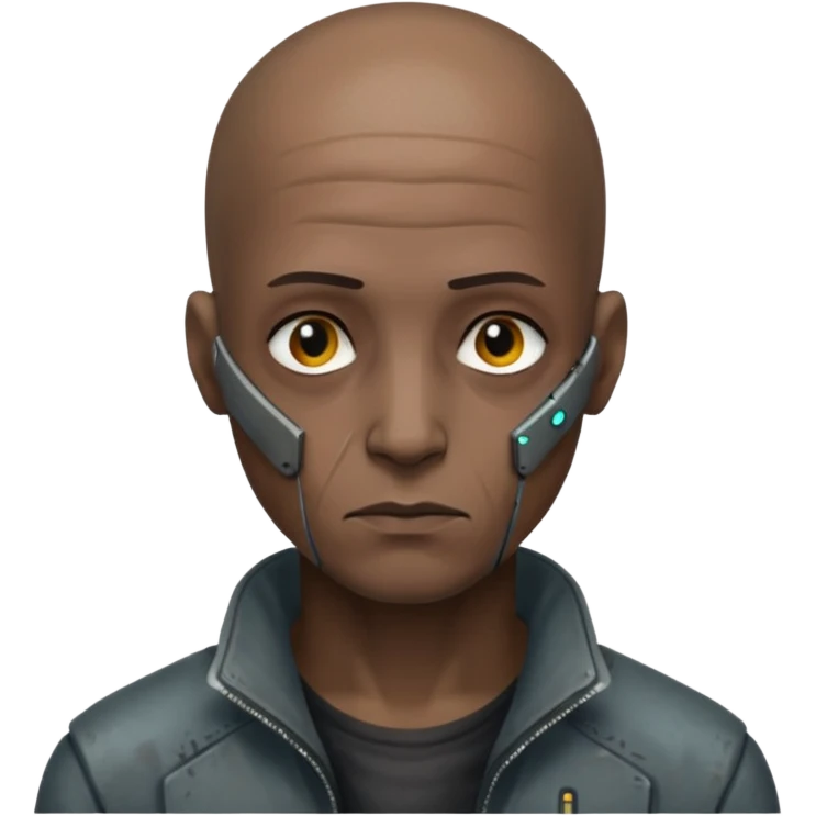 cyberpunk poor man whihout hair emoji