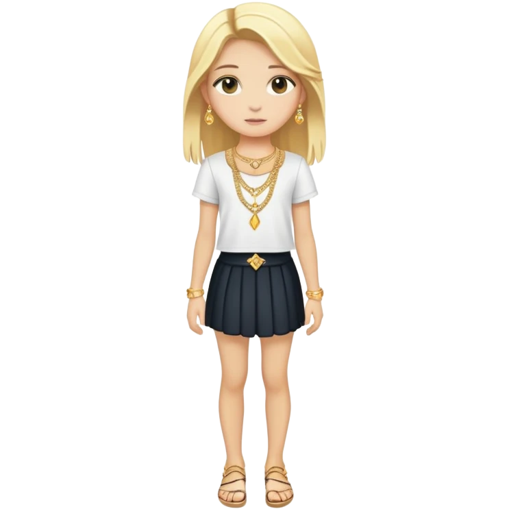 Full body white teenage girl with blonde hair, choni style with gold jewelry emoji