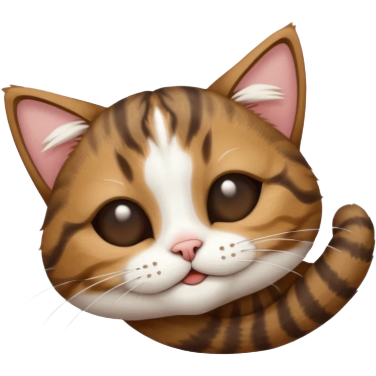 dark brown tabby and white cat in funny positions upside down with eyes closed emoji