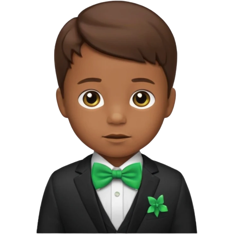 baby boy brown hair in suit, with green bow emoji