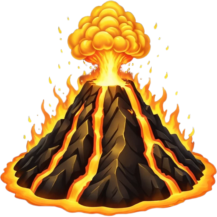 Volcano erupting gold emoji