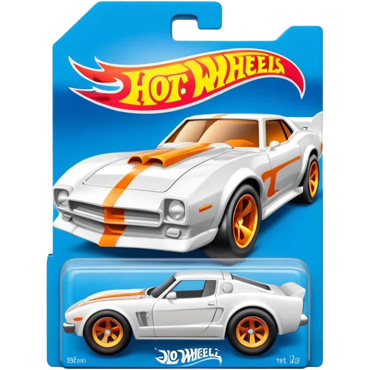 Машинка HotWheels белого цвета в классической упаковке HotWheels. emoji