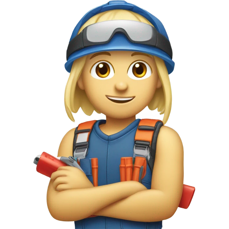 Blonde kid wearing visors holding a knipex emoji