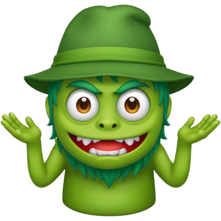 monster with green hat and t shirt emoji