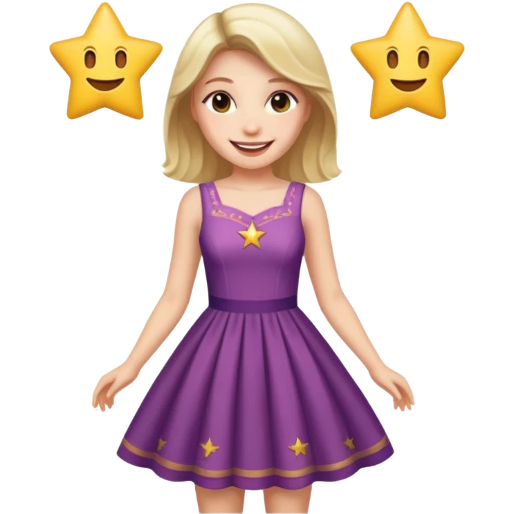 Real star face with a 👗 emoji