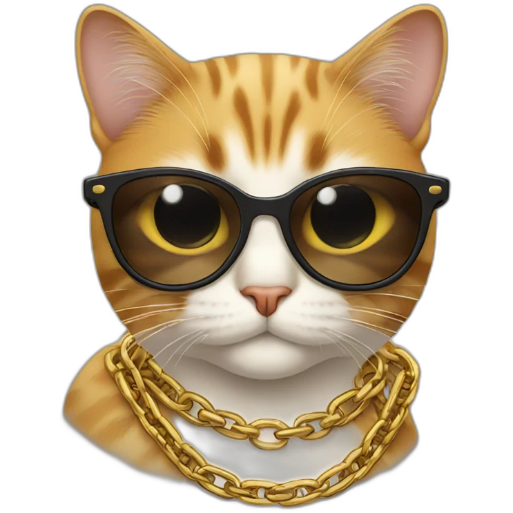 Cat with chain and sunglasses  emoji