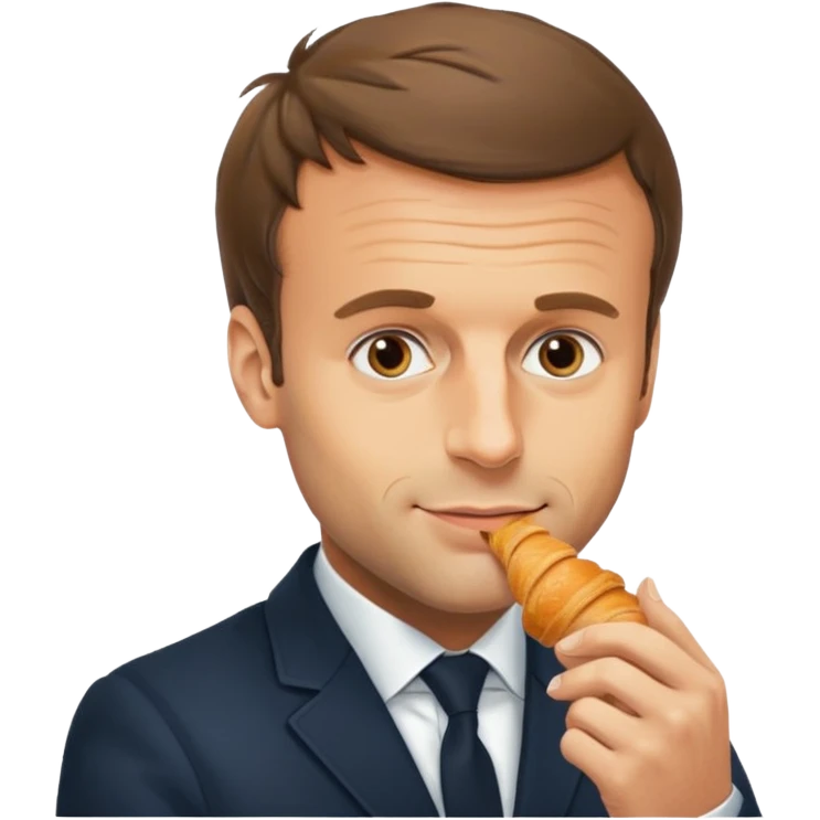 Emmanuel Macron eating croissant emoji
