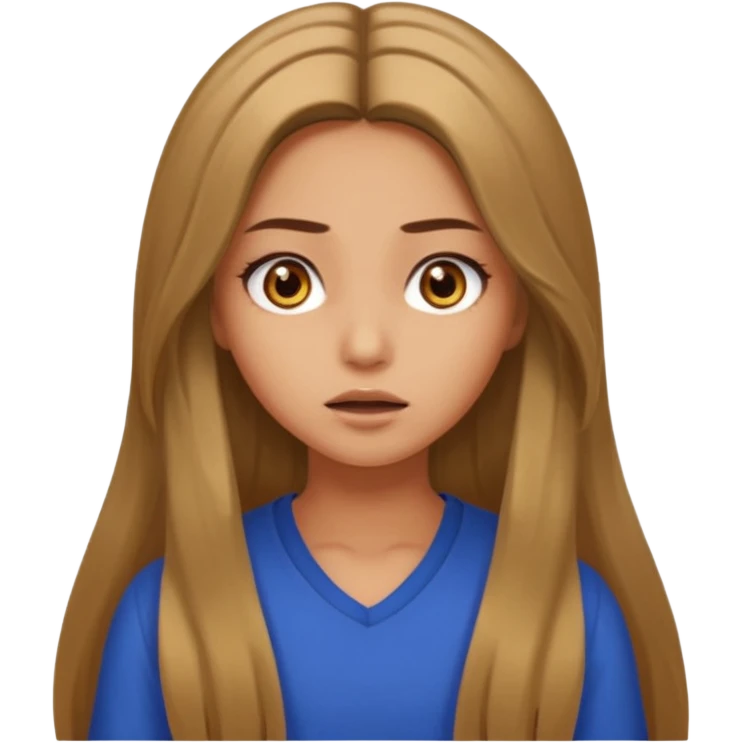 pretty long hair girl middle parted, amazed, good clothes, tanned, baddie emoji
