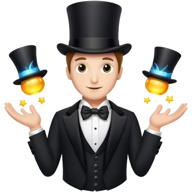 one man with three magic top hats emoji