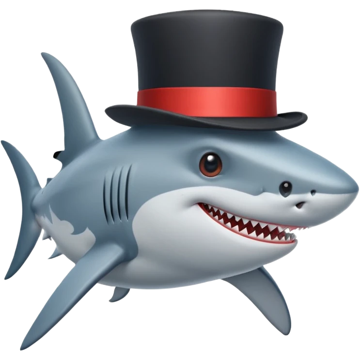 Shark with a top hat emoji