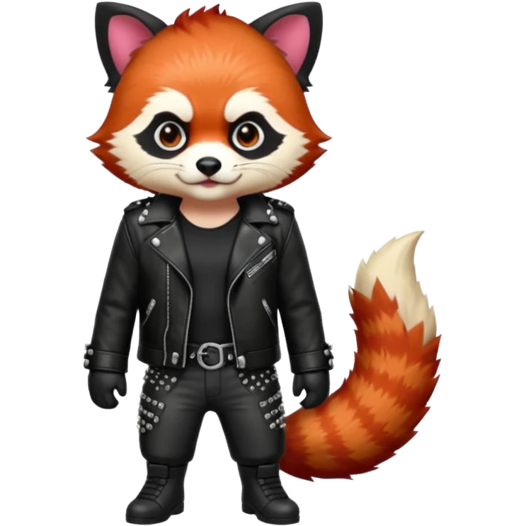 full body punk red panda with red roots and black hair emoji