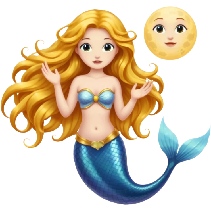 پری دریایی و ماه emoji