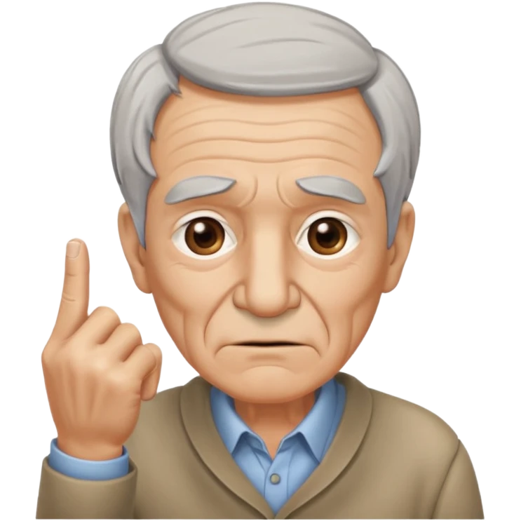 дедушка показывает указательными пальцем на висок  emoji