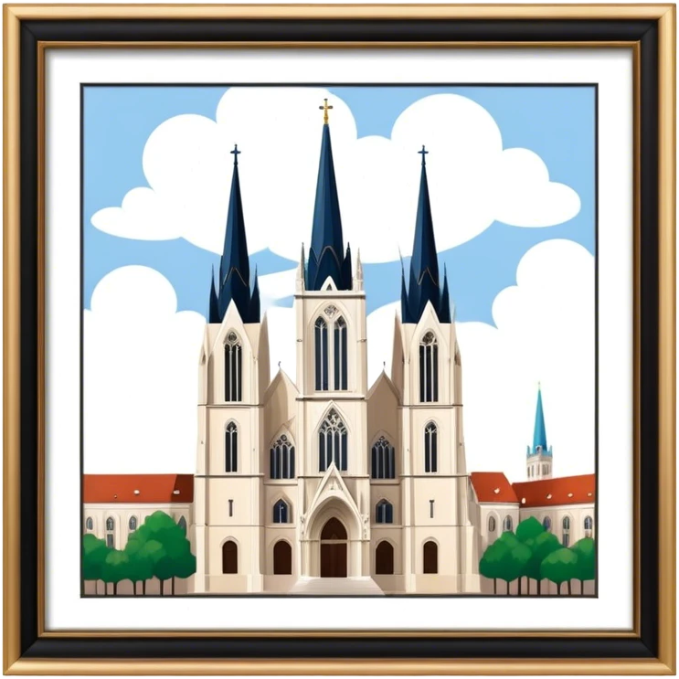 Zagreb Cathedral Landmark Emoji – Depicting its Gothic architecture and twin spires. emoji