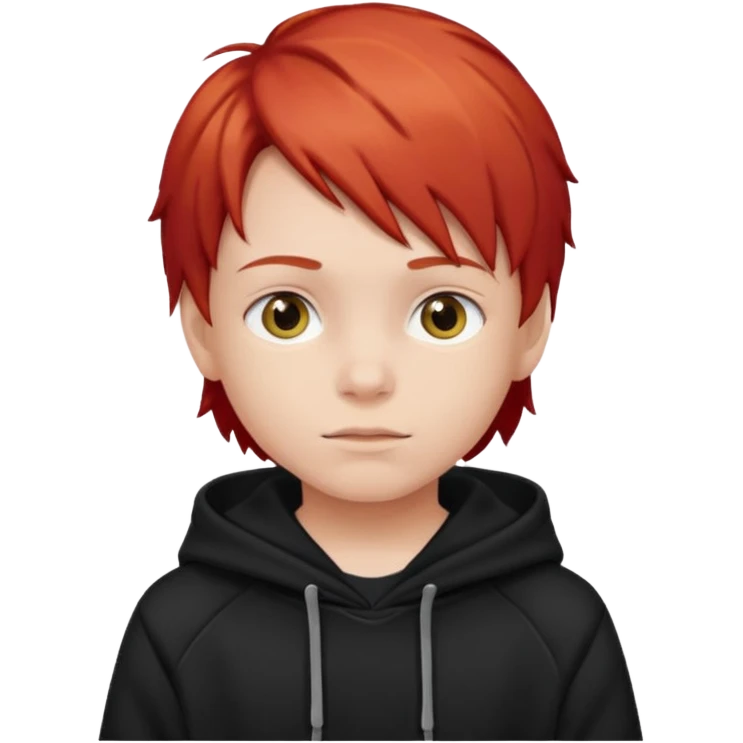 child with red hair and black hoodie emoji