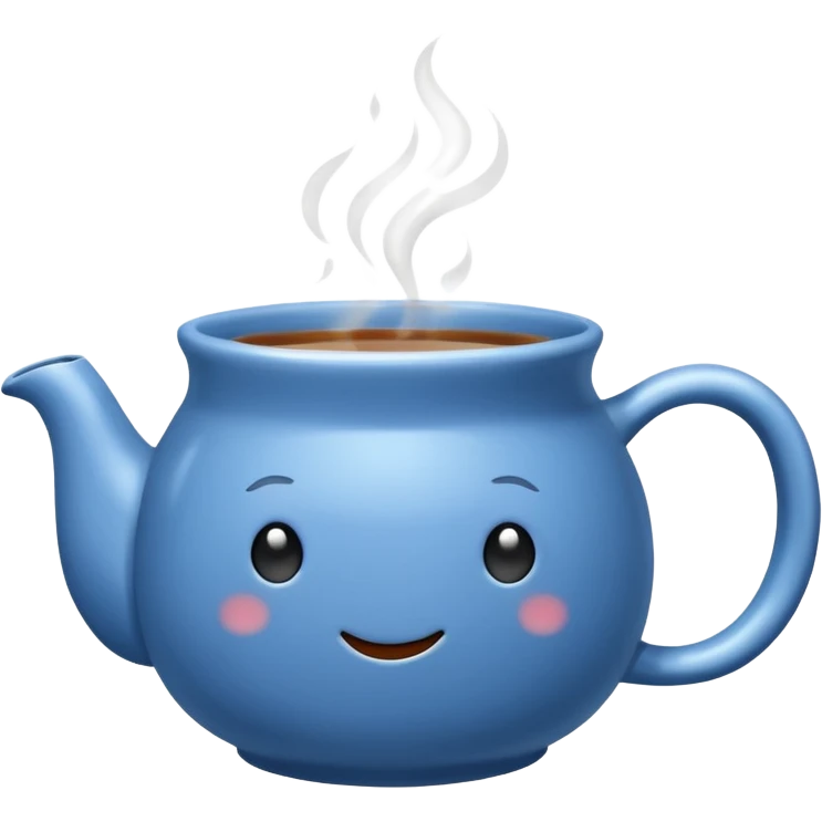 steaming blue mug of tea emoji