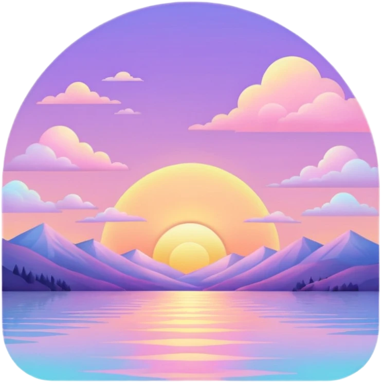 Pastel colorful iridescent shiny pale light whitish sunset landscape aesthetic  emoji