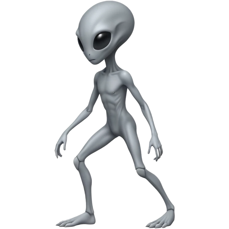fullbody gray alien bending knee BACKVIEW emoji