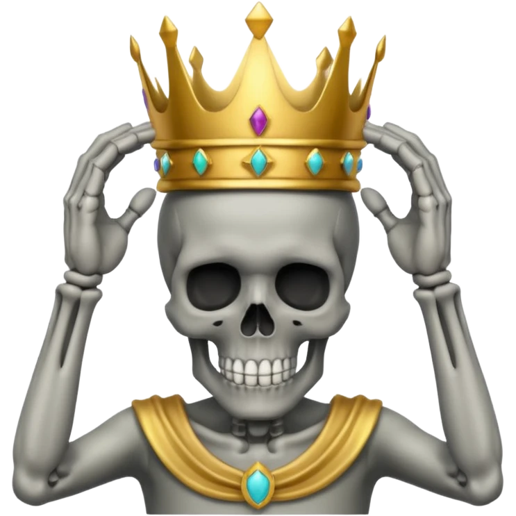 Skull with hands on head and a crown emoji