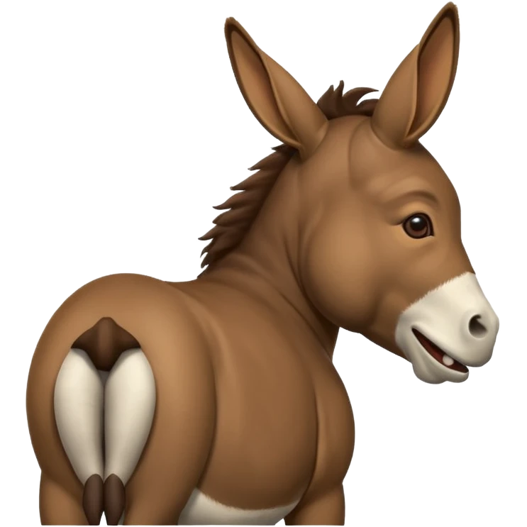 un âne vu de dos avec la tête tourner vers la croupe, qui doit être visible et rigolant de façon a donné l'impression qu'il se moque. En gros ça serait traduire parle à mon cul emoji