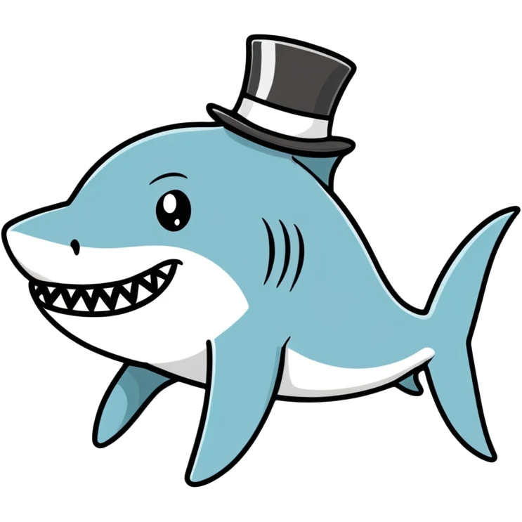 Shark with a top hat emoji
