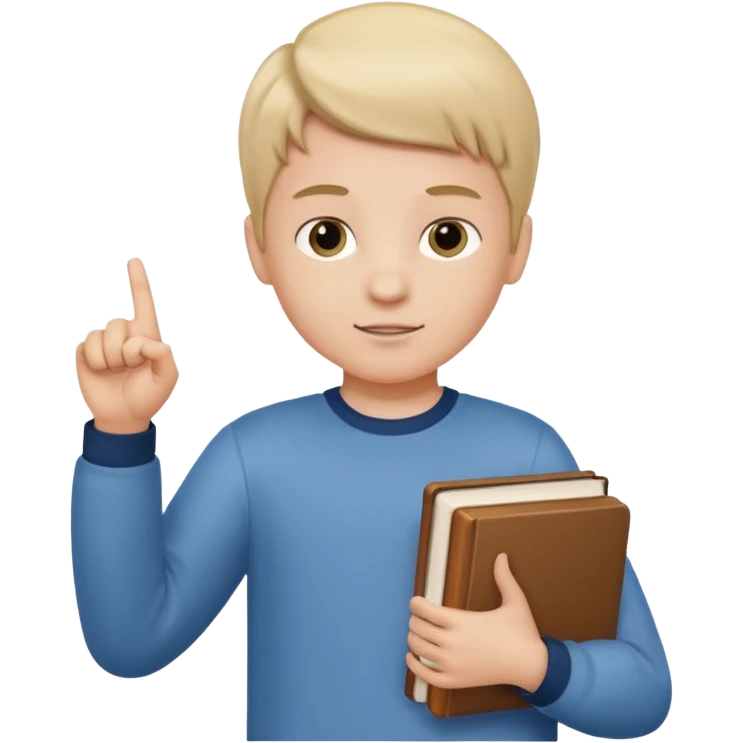 պետք է լինի կանգնած տղա որի մի ձեռքում կլինեն գրքեր իսկ մյուս ձեռքը ցույց կկտա աջ emoji