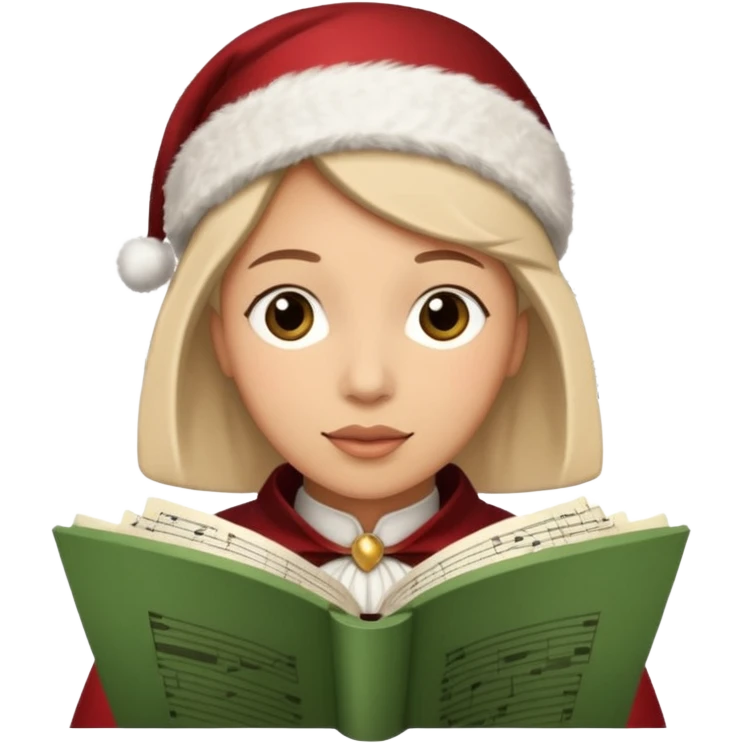 A christmas carol singer with music notes around emoji