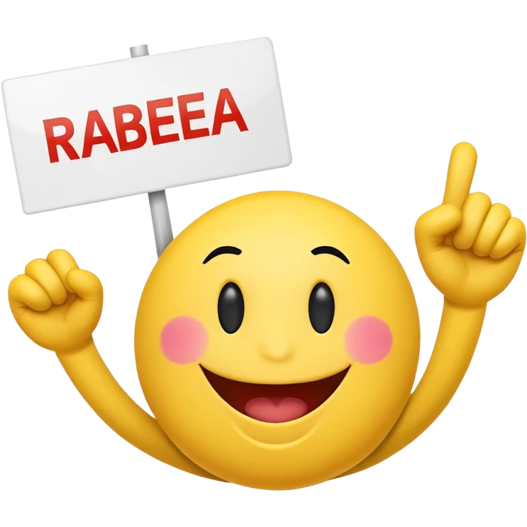 a cheering smiley with a sign saying "RABEA! GO!" emoji