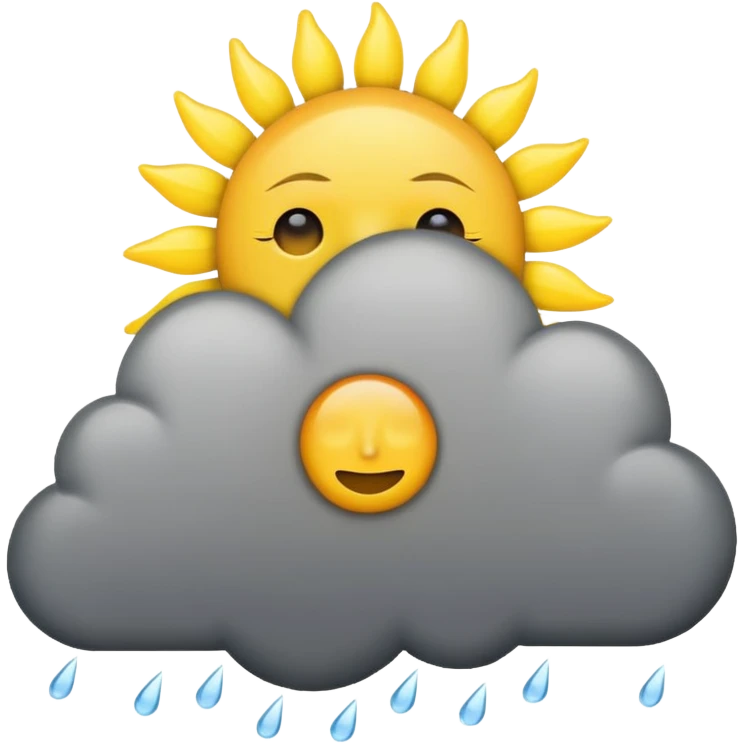 a sun with a large cloud blocking it with rain no face at all emoji