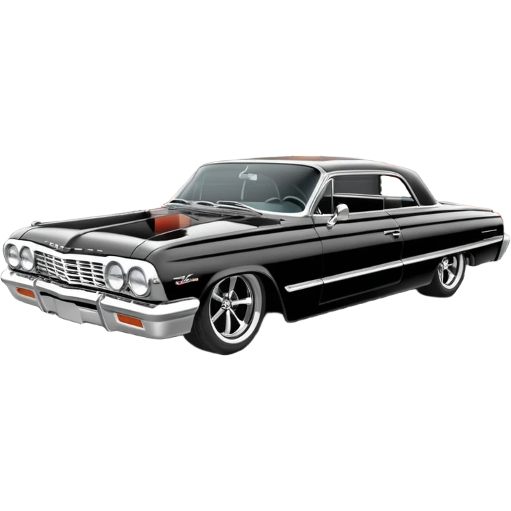 Satan’s streamlined Hot rod custom 1964 impala low rider four door carbon hood  side-mounted under-door chrome exhaust pipes driving straight to hell  emoji