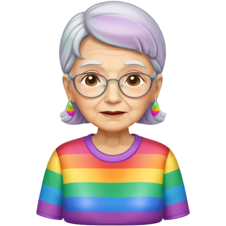 old woman with rainbow colored shirt emoji