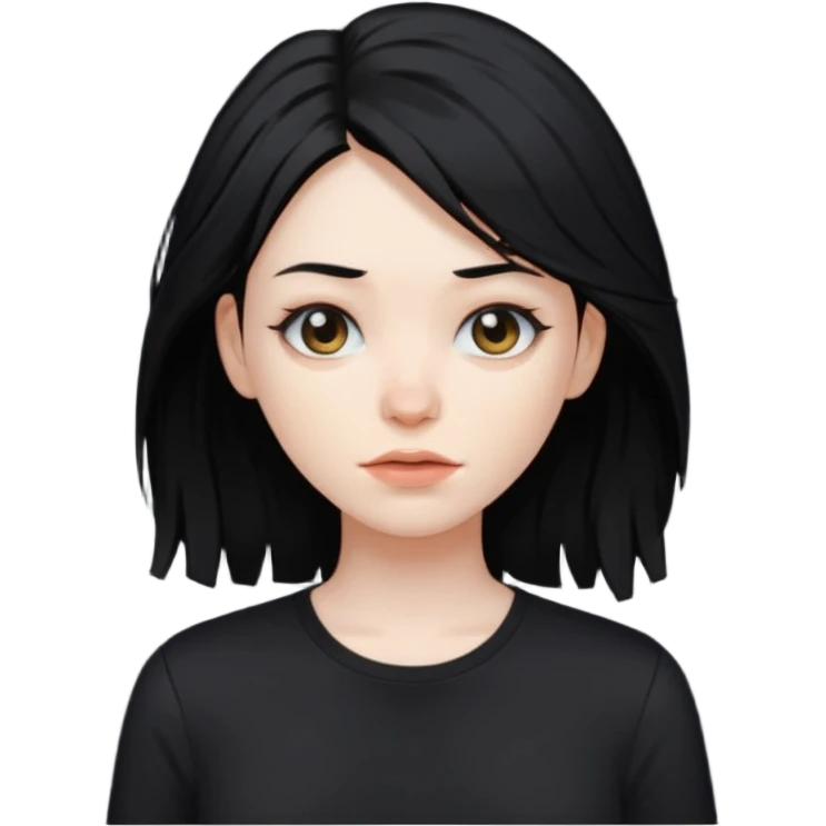 disheveled hair woman with black hair emoji