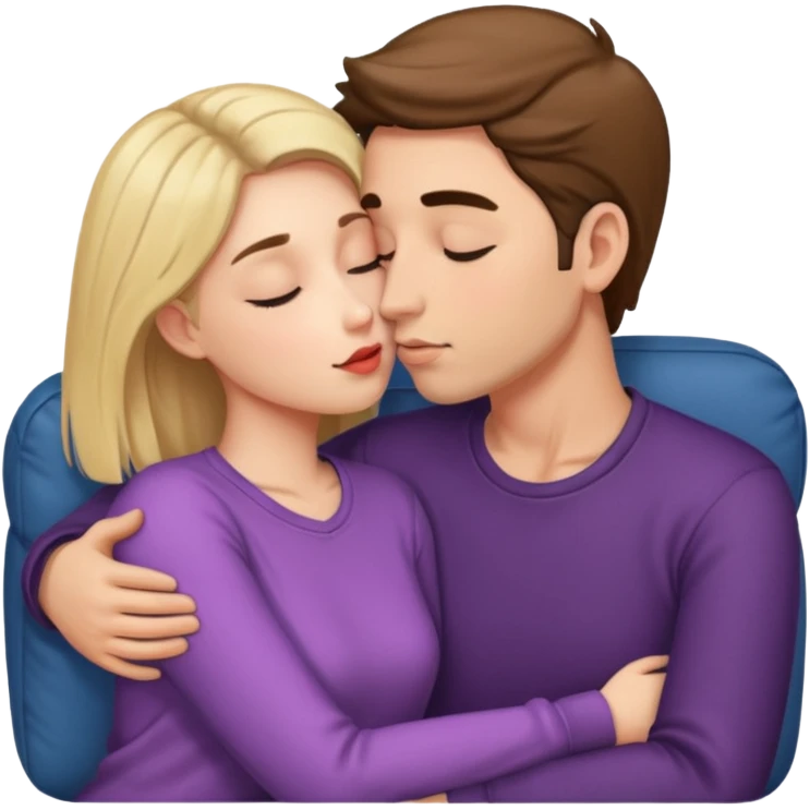 Man and woman kissing on couch emoji