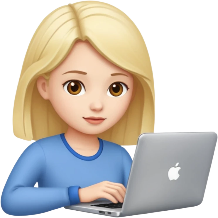 девушка работающая за ноутбуком emoji