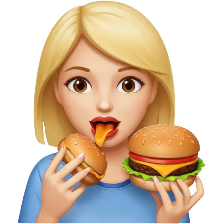 women eat burger emoji