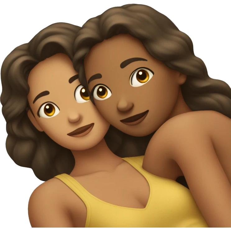 one girl lies on another’s one back emoji