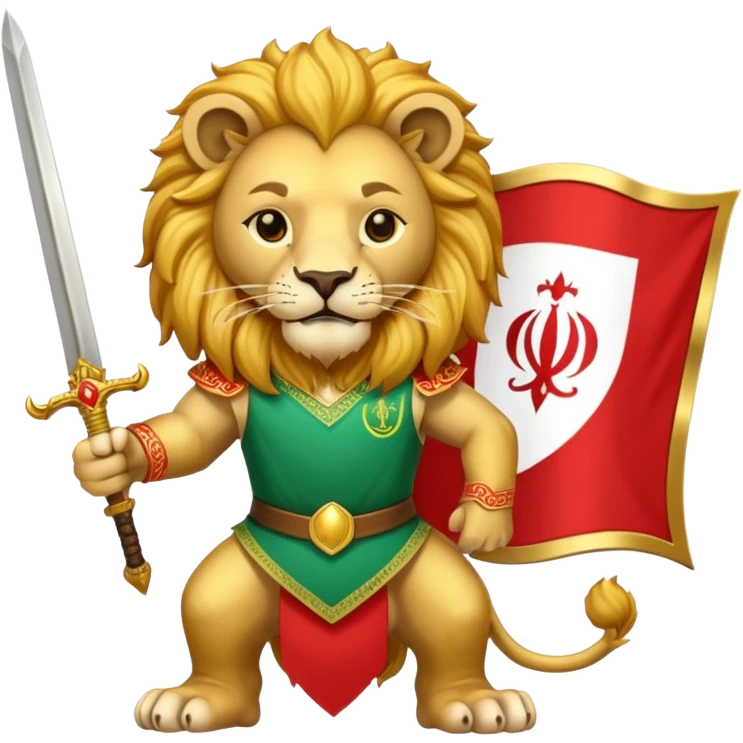 پرچم ایران خورشید و شمشیر به دست شیر emoji