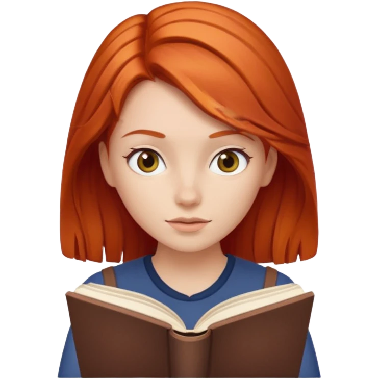 Руда дівчина читає книгу emoji