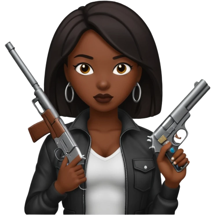 A sexy black female gang member with a gun emoji