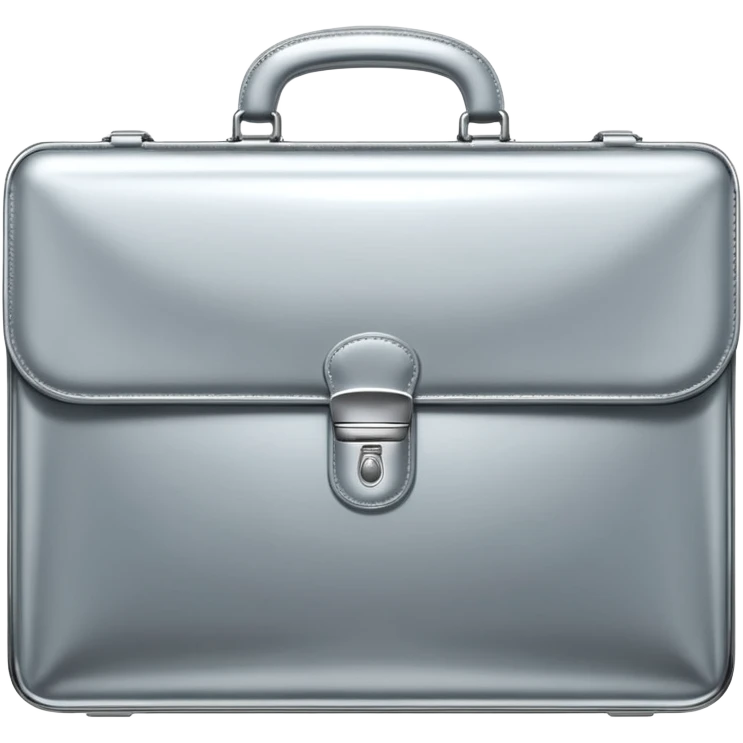 A luxury briefcase emoji made of polished silver chrome, smooth rectangular shape, metallic reflections, minimal high-end design, swag business aesthetic, iOS emoji style, centered, clean white background
 emoji