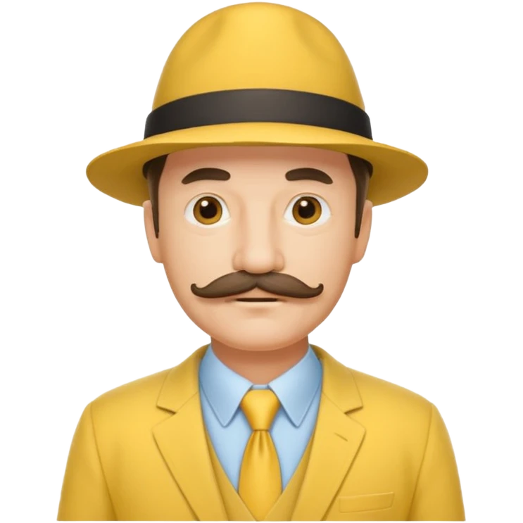 middle aged mobster with yellow colored suit and hat and mustache emoji