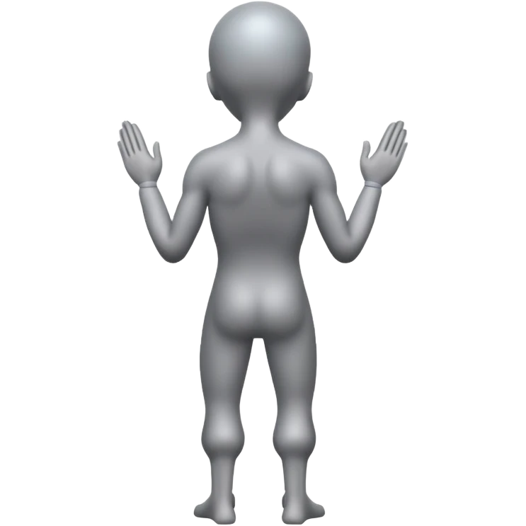 fullbody STANDING AND PRAYING HANDS gray alien FROM REAR BACKVIEW emoji
