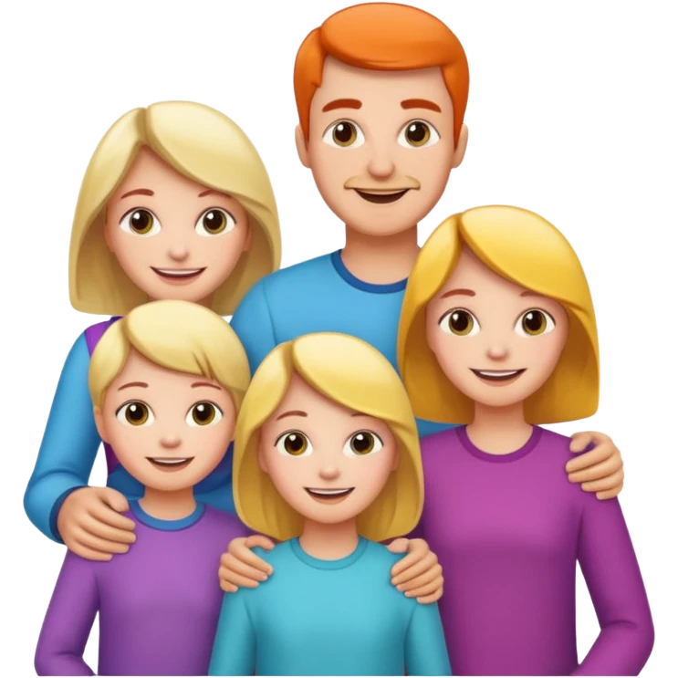 Happy family: mom, dad, 2 sisters and brother emoji