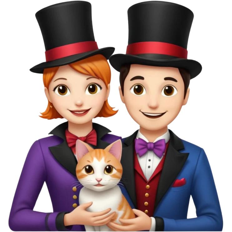 magician couple and their pet cat emoji